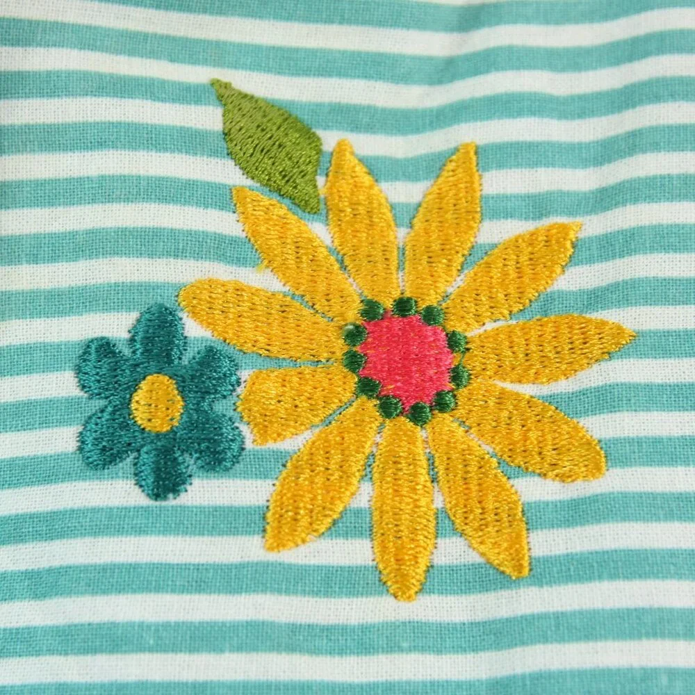 NEW Kay Dee Designs Floral Embroidered Bicycle Stripe Dot Kitchen Bib Full Apron
